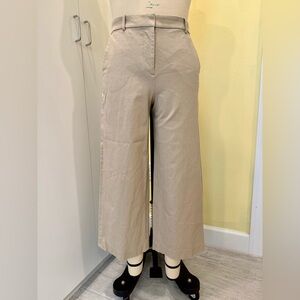 J Crew Factory Women's Khaki Wide-Leg Cropped Pants